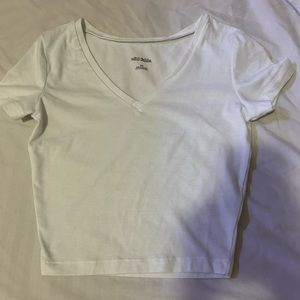 Basic White V Neck Crop Top